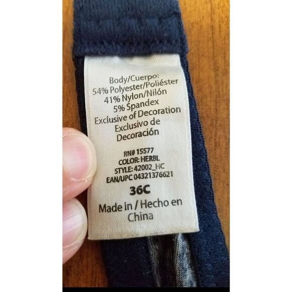 SET OF 2 36C Bras. 1-SO Aqua with lace wings. No underwire 1-no brand Navy space - Picture 9 of 11